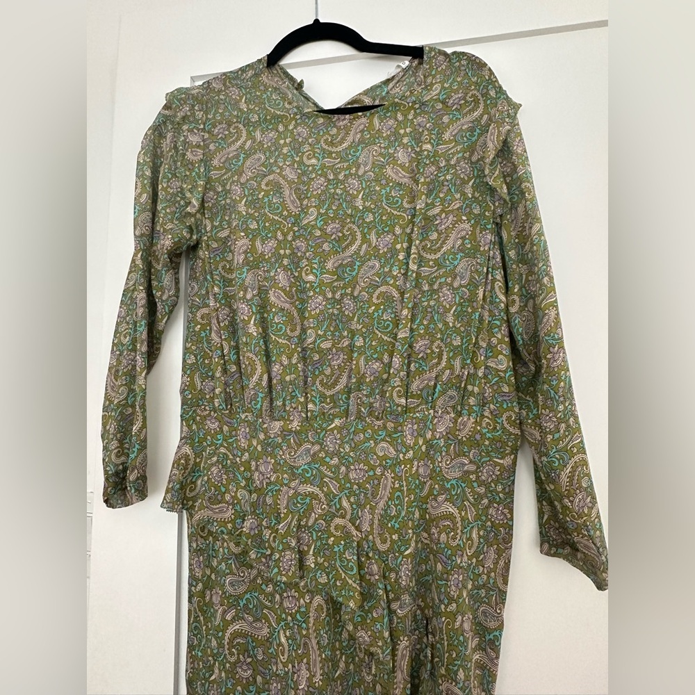 Veronica Beard Green Paisley Long Sleeve Dress